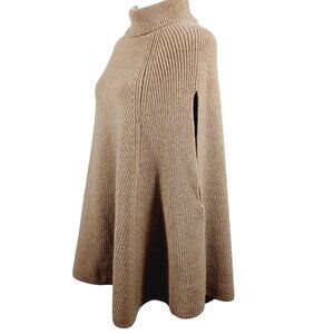 NWT Classic Tan Turtleneck Cape, Poncho Sweater W/ Armholes by PINCH,  Size M/L